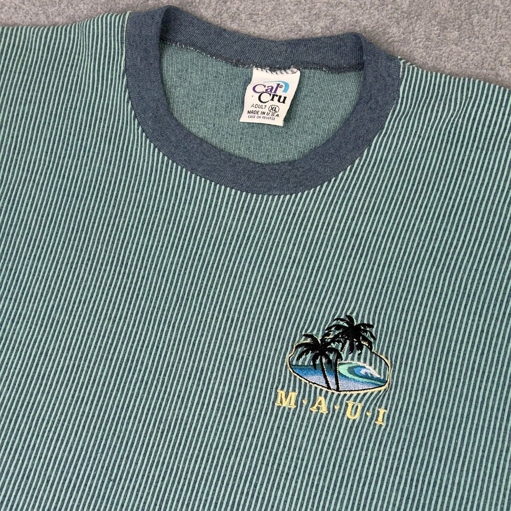 Vintage 80s Cal Cru Tubular TShirt‎ Size XL USA Embroidered Maui Aloha Hawaii